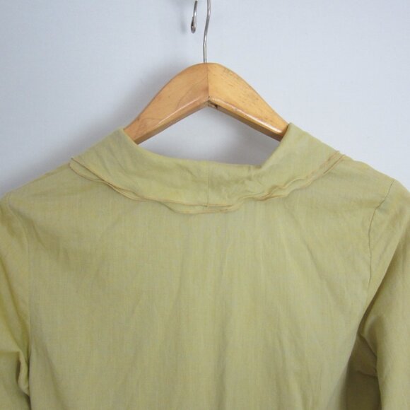 neesh by dar Womens Large Mustard Gold LS Cotton Blouse Shirt Ruffle Front L - Picture 9 of 12